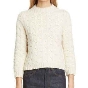 Runway Marc Jacobs Bow Stitch Wool Cable Knit Sweater XS Ecru Ivory Chunky